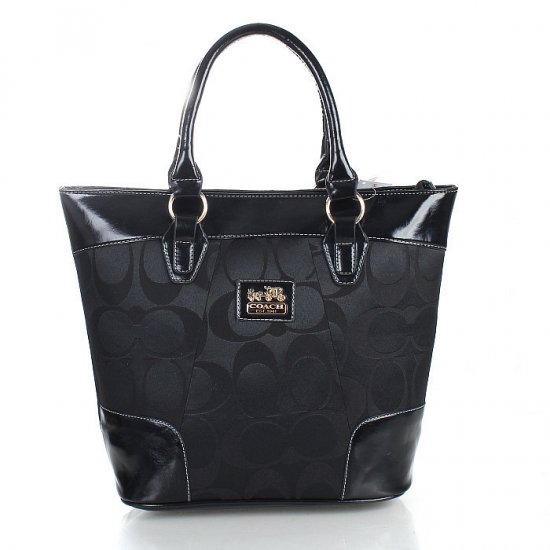 Coach Logo In Monogram Medium Black Totes FDR Coach Logo In Monogram Medium Black Totes FDR